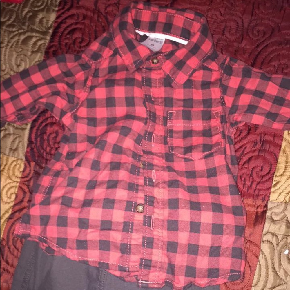 Plaid shirt grey jeans